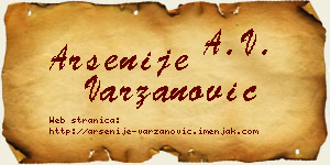 Arsenije Varzanović vizit kartica
